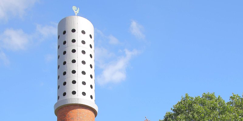 Der über das Blätterdach hinausragende Turm der Kirche Sankt Michael